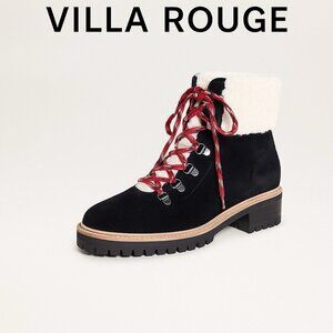 Villa Rouge Miloh Hiking Boots Women’s 11M Black Leather Ankle Lace Up Shearling